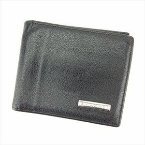 Bvlgari Wallet Purse Bifold Black leather Woman unisex Authentic Used T8804